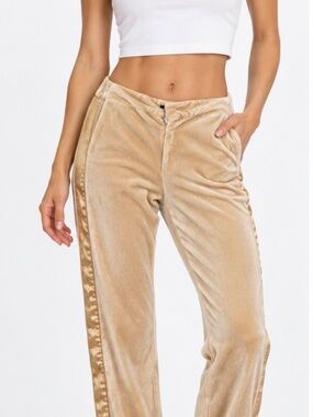 Versace Sport Velour Track Pants Beige Gold Size 32 / 46 Made in Italy Y2K